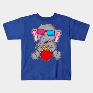 Cute Funny Elephant 3D Glasses Movie Popcorn Kids T-Shirt